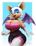 anthro armwear big_breasts border breasts butt cleavage cleavage_overflow clothed clothing elbow_gloves female gloves gradient_background hair handwear huge_breasts legwear looking_at_viewer makeup membrane_(anatomy) simple_background smile solo teeth thick_thighs thigh_highs white_border white_hair wide_hips wings dpronin third-party_edit sega sonic_the_hedgehog_(series) rouge_the_bat bat mammal digital_media_(artwork) hi_res