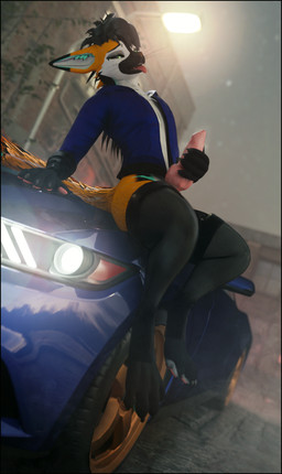 animal_genitalia animal_penis anthro black_border border car clothed clothing erection fur genitals hand_on_penis jacket knot legwear looking_at_viewer male masturbation open_mouth penile penis seductive shirt simple_background sitting_on_car solo tail topwear vehicle lill_esp lill_espion canid canine canis fox mammal rexouium 3d_(artwork) absurd_res blender_(artwork) digital_media_(artwork) hi_res