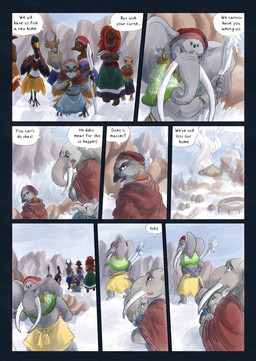 5_fingers ambiguous_gender anthro biped clothed clothing cloud cloudy_sky dark_body dark_skin day dialogue dialogue_box eyes_closed female feral fingers grey_body group male open_mouth outside plant proboscis_(anatomy) sky speech_bubble text tree village young young_ambiguous bjekkergauken isilo_(bjekkergauken) maisha_(bjekkergauken) arthropod avian bird deer elephant elephantid humanoid insect mammal proboscidean 2026 colored comic english_text hi_res daughter_(lore) father_(lore) father_and_child_(lore) father_and_daughter_(lore) parent_(lore) parent_and_child_(lore) parent_and_daughter_(lore)