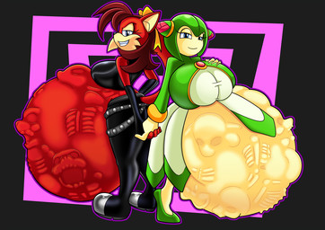 after_vore ambiguous_gender ambiguous_prey anthro belly big_belly big_breasts black_clothing blue_eyes bones_in_stomach breasts clothing female female_pred fur green_hair group hair overweight plant red_body red_fur vore bleeding-fingertips natsumemetalsonic archie_comics sega sonic_the_hedgehog_(archie) sonic_the_hedgehog_(comics) sonic_the_hedgehog_(series) sonic_x cosmo_the_seedrian fiona_fox canid canine elemental_creature flora_fauna fox mammal 2023
