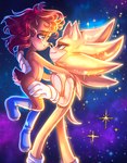 anthro blue_eyes boots boots_only canon_couple clothing duo eye_contact female footwear footwear_only gloves handwear looking_at_another male mostly_nude pointy_ears prick_ears red_eyes scut_tail shoes short_tail space star tail gummierat sega sonic_the_hedgehog_(series) sally_acorn sonic_the_hedgehog super_sonic chipmunk eulipotyphlan ground_squirrel hedgehog mammal rodent sciurid hi_res