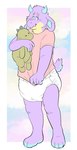 anthro biped clean_diaper clothed clothing diaper embarrassed fur male plushie posing_for_picture shy solo wearing_diaper slusheep mythology kix_cub dragon furred_dragon furred_scalie mythological_creature mythological_scalie scalie 2022 hi_res