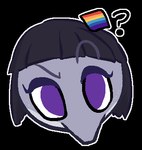 anthro black_hair eyelashes female grey_body hair lgbt_pride pride_colors purple_eyes question_mark rainbow_flag rainbow_pride_flag rainbow_symbol simple_background solo transparent_background jzera28 cavemanon_studios snoot_game daniela_sanchez fan_character fish marine shark alpha_channel low_res meme trans_(lore) trans_woman_(lore)