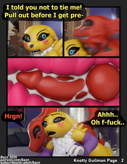 anthro bed bedroom bedroom_sex blush bodily_fluids breasts claws cum cum_in_vagina cum_inside detailed_background dialogue duo ejaculation erection explicitly_stated_nonconsent eyebrows female female_penetrated fingers forced from_behind_position furniture genital_fluids genitals impregnation_risk inside internal internal_vaginal knot knotted_penis knotting male male/female male_penetrating male_penetrating_female markings moan nude on_bed open_mouth orgasm penetration penile penile_penetration penis profanity sex smile speech_bubble tail teeth text unwanted_cum_in_vagina unwanted_cum_inside unwanted_knotting vaginal vaginal_penetration white_body yellow_body bacn bandai_namco digimon guilmon_(bacn) renamon_(bacn) canid canine digimon_(species) fox guilmon mammal renamon scalie 2025 3d_(artwork) comic digital_media_(artwork) english_description english_text hi_res