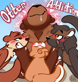 addiction anthro bodily_fluids drooling foursome group group_sex locker_room locker_room_sex male male/male orgy otter_tail otteraddiction saliva saliva_string sex swimming_pool trio woodytheburr createdbyniya sammy_(createdbyniya) bear mammal mustelid otter comic cover cover_art cover_page hi_res