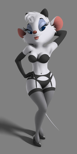 accessory anthro bedroom_eyes biped black_bottomwear black_clothing black_topwear bottomwear bow_(feature) bow_accessory bow_ribbon bra breasts centered_hair_bow cheek_tuft cleavage clothed clothing curvy_figure eyelashes eyeshadow facial_tuft female footwear front_view fur garter_belt garter_straps grey_background hair hair_accessory hair_bow hair_ribbon half-closed_eyes hand_behind_head hand_on_hip high_heels hourglass_figure humanoid_hands light lingerie lipstick long_tail looking_at_viewer looking_down makeup medium_breasts midriff narrowed_eyes navel nightgown panties pose raised_arm red_lipstick red_nose ribbons seductive shadow shoes short_hair simple_background skimpy small_waist smile solo standing tail thin_tail topwear translucent translucent_clothing tuft underwear white_body white_fur white_hair white_tail wide_hipped_female wide_hips miss_kitty_mouse_(artist) disney the_great_mouse_detective miss_kitty_mouse house_mouse mammal mouse murid murine rodent 1:2 2018 3d_(artwork) digital_media_(artwork) full-length_portrait hi_res lighting pinup portrait source_request unavailable_at_source