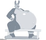 belly big_belly feet huge_belly male navel outie_navel paws pregnant pregnant_male toes cudacore hockey_borealis lagomorph leporid mammal rabbit hi_res
