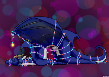 abstract_background animal_genitalia balls bdsm blonde_hair blue_body bondage bound casual_nudity christmas_decorations christmas_lights feral genitals grey_horn hair horn male membrane_(anatomy) membranous_wings multicolored_hair sheath solo string_light_bondage string_lights tail white_balls white_body white_hair wings wings_tied danji-isthmus european_mythology mythology rmmlusitania_(character) dragon mythological_creature mythological_scalie scalie western_dragon absurd_res digital_drawing_(artwork) digital_media_(artwork) hi_res