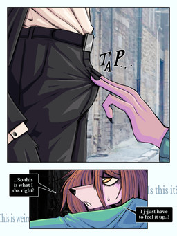 anthro clothed clothing dialogue duo female fur genitals hair homeless hoodie inner_monologue male male/female penis prostitution suit text thinking through_clothing topwear touching_penis yellow_eyes ponporio homeless_dog the_suit_(ponporio) canid canine canis domestic_dog mammal 3:4 absurd_res comic digital_media_(artwork) english_text hi_res