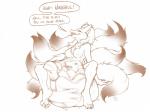 2016 abdominal_bulge anthro anthrofied belly big_belly breasts canid canine claws cownugget dialogue english_text fan_character female female/female female_(lore) female_pred forced fur generation_1_pokemon generation_5_pokemon generation_6_pokemon group hair huge_belly hyper hyper_belly kris_(radarn) long_hair mammal mega_evolution mega_lucario multi_tail ninetales nintendo nipples nude open_mouth pawpads pokemon pokemon_(species) pokemorph signature sitting smile solo_focus speech_bubble spread_legs spreading tail teeth text toe_claws tongue vore zoroark