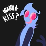 ambiguous_gender anthro big_eyes blue_body bodily_fluids drooling eyelashes grey_background looking_at_viewer pink_eyes saliva simple_background solo text tongue tongue_out hailey_png envy_hailey_(hailey_png) unknown_species 1:1 english_text hi_res