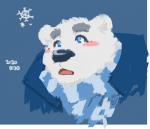 anthro blue_eyes blush fur male scarf simple_background solo white_body white_fur bismasouen utau shirane_kan bear mammal polar_bear ursine 2020