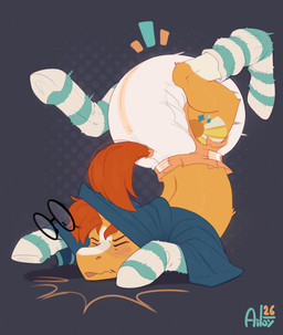 ass_up ass_up_face_down big_diaper blaze_(marking) blush clothed clothing cutie_mark diaper eyewear facial_markings feral footwear fur glasses hair head_markings horn leg_markings legwear male markings orange_hair orange_tail pattern_clothing pattern_footwear pattern_legwear pattern_socks round_glasses socks socks_(marking) solo striped_clothing striped_footwear striped_socks stripes tail wearing_diaper white_diaper yellow_body yellow_fur ailoy4 friendship_is_magic hasbro my_little_pony mythology sunburst_(mlp) equid equine mammal mythological_creature mythological_equine unicorn hi_res