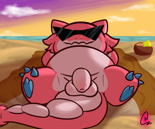 anthro balls beach belly beverage coconut coconut_drink drupe_(fruit) eyewear flaccid food foreskin fruit genitals lying male nude on_back penis pink_body plant relaxing sand sea slightly_chubby solo sunglasses sunset towel unretracted_foreskin water kakau221 league_of_legends mythology riot_games teamfight_tactics tencent choncc_(lol) dragon mythological_creature mythological_scalie scalie hi_res