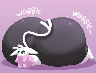 anthro big_butt black_bottomwear black_clothing black_nose black_sclera black_shorts bottomwear butt clothing eyebrows femboy green_eyes grey_hooves hooves huge_butt huge_thighs hyper hyper_butt looking_at_viewer male motion_lines pink_background pink_clothing pink_sweater pink_topwear shorts simple_background smile smiling_at_viewer solo sweater tail teasing teasing_viewer thick_thighs three-quarter_view tight_clothing topwear white_body white_ears white_eyebrows white_tail wobbling kuroyami microsoft ori_(series) xbox_game_studios garina_(reathe) guardian_spirit 2026 absurd_res cel_shading colored digital_media_(artwork) hi_res shaded