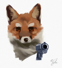 ambiguous_gender black_nose brown_body brown_eyes brown_fur feral fur gun orange_body orange_fur pointing_gun ranged_weapon simple_background solo square_eyes tan_body tan_fur weapon white_background yupdown delet_this canid canine fox mammal 2022 digital_media_(artwork) digital_painting_(artwork) headshot_portrait icon meme painting_(artwork) portrait signature