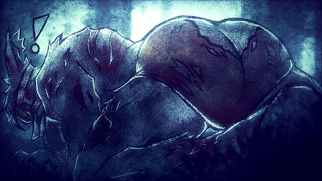 alternate_species anthro barazoku big_butt blood bodily_fluids butt butt_focus clothed clothing dirty exclamation_point exposed_butt exposed_muscle forest furrification gesture gore lying male mask muscular muscular_male offering_sex offering_to_viewer plant pose soft_gore solo topless topless_male torn_clothing torn_underwear tree underwear theanzelart identity_v leo_beck canid canine mammal undead 16:9 hi_res widescreen
