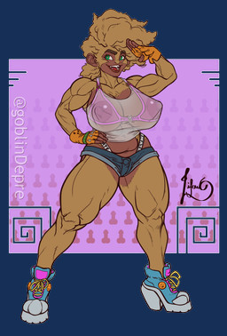 abs anthro areola athletic biceps big_breasts breasts clothed clothing female fingerless_gloves footwear fur gloves hair handwear huge_breasts muscular muscular_female nipples open_mouth shoes simple_background sneakers solo text text_on_clothing thick_thighs translucent translucent_clothing yellow_body yellow_fur goblin_lilow annaliese_(stoomp1) ape haplorhine mammal monkey primate alpha_channel digital_media_(artwork) hi_res