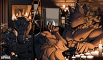 abs anthro black_body black_fur candle candlelight container cup drinking_glass fur glass glass_container glass_cup light male nipples pawpads pecs red_eyes serious_face solo wine_glass capracai i_think_i_like_you mythology leon_(i_think_i_like_you) canid canid_demon canine canis demon hellhound mammal mythological_canine mythological_creature wolf hi_res
