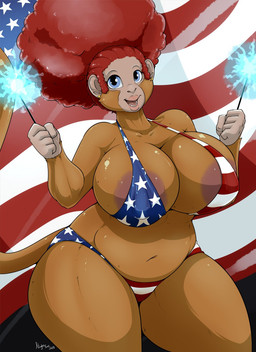 american_flag american_flag_bikini anthro areola areola_slip belly big_breasts big_hair bikini blue_bikini blue_clothing blue_swimwear breasts brown_areola cleavage clothed clothing curvy_figure female fireworks flag_bikini hair holding_fireworks holding_object holidays mature_female navel nipple_outline pattern_bikini pattern_clothing pattern_swimwear red_bikini red_clothing red_hair red_swimwear skimpy_bikini slightly_chubby slightly_chubby_female solo sparkler standing star striped_bikini striped_clothing striped_swimwear stripes swimwear thick_thighs two-piece_swimsuit united_states_of_america voluptuous white_bikini white_clothing white_swimwear nightfaux 4th_of_july beth_(nightfaux) haplorhine mammal monkey primate hi_res