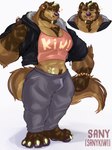 abs anthro body_hair chest_hair fur male muscular muscular_anthro muscular_male pecs solo tail insanysage sany_(insanysage) canid canine canis mammal wolf hi_res