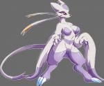 anthro anthrofied big_breasts biped blush breasts claws digitigrade featureless_breasts featureless_crotch female grey_background medium_breasts nude pokemorph pupils red_eyes simple_background slit_pupils solo standing toe_claws white_background suddenhack nintendo pokemon generation_5_pokemon mammal mienshao pokemon_(species) 2015 digital_media_(artwork) hi_res