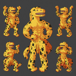 abs anthro caricature erection flaccid genitals group half-erect long_penis long_tail male muscular muscular_male pecs penis sharp_teeth silly silly_face simple_background small_nipples spots tail teeth thin_penis yellow_body yellow_skin ravuer aquatic banana_eel eel fish 1:1 hi_res