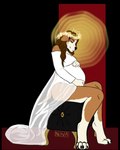 4_toes 5_fingers anthro barefoot belly big_belly black_nose border breasts brown_body brown_fur brown_hair clothed clothed_anthro clothed_female clothing dress eyes_closed feet female fingers fur hair hindpaw humanoid_hands multicolored_body paws pregnant pregnant_anthro pregnant_female sitting smile solo toes transparent_border two_tone_body white_body white_fur novalynxa krista_van_hoorn beagle canid canine canis domestic_dog hunting_dog mammal scent_hound alpha_channel story story_in_description