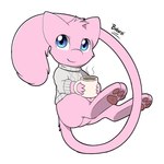 ambiguous_gender beverage big_feet blue_eyes bottomless candy chocolate clothed clothing container cup dessert feet feral food fur grey_clothing grey_sweater grey_topwear head_tuft holding_container holding_cup holding_mug holding_object hot_chocolate long_tail looking_at_viewer mug pawpads pink_arms pink_body pink_ears pink_feet pink_fur pink_hands pink_head pink_legs pink_tail pink_thighs simple_background smile solo steam_lines sweater sweater_only tail topwear topwear_only tuft white_background white_sclera bokurei nintendo pokemon generation_1_pokemon legendary_pokemon mew_(pokemon) pokemon_(species) 1:1 2024 artist_name hi_res shaded signature simple_shading