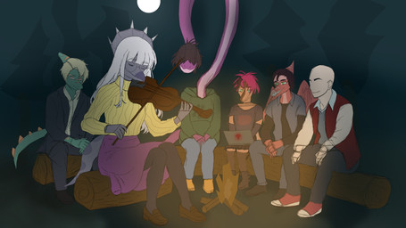 anthro bald biped blonde_hair bone_frill bottomwear bowed_string_instrument brown_body brown_hair brown_scales campfire clenched_teeth clothed clothed_anthro clothed_female clothed_human clothed_male clothing computer electronics eyes_closed eyewear female fingers fire footwear frill_(anatomy) front_view glasses green_body green_eyes green_scales grey_body grey_bottomwear grey_clothing grey_jacket grey_pants grey_scales grey_topwear group hair hair_over_eyes happy holding_violin horn humanoid_hands jacket laptop log long_neck male markings moon musical_instrument night open_clothing open_jacket open_topwear orange_body orange_scales outside pants pink_hair plantigrade playing_music playing_violin purple_body purple_bottomwear purple_clothing purple_scales purple_skirt red_body red_clothing red_jacket red_scales red_topwear round_glasses scales shadow shoes short_hair sitting skirt sky smile spiked_tail spikes spikes_(anatomy) string_instrument striped_markings stripes sweater tail teeth topwear violin wood yellow_clothing yellow_sweater yellow_topwear ryangoslinghorny devlog:_a_post-modern_college_experience abigail_(devlog) dev_(devlog) elliot_(devlog) emily_(devlog) rebecca_(devlog) theo_(devlog) brontosaurus centrosaurine ceratopsian ceratopsid dinosaur diplodocid diplodocoid dromaeosaurid hadrosaurid human hybrid mammal marginocephalian microraptor ornithischian ornithopod parasaurolophus prehistoric_species pterosaur reptile saurischian sauropod sauropodomorph scalie styracosaurus theropod 16:9 colored guide_lines hi_res shaded sketch widescreen