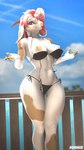 anthro areola big_breasts bikini bikini_bottom bikini_top black_bikini black_bikini_bottom black_bikini_top black_clothing black_swimwear blurred_background braided_hair braided_ponytail breasts brown_body brown_fur clothed clothing cloud female fingerless_(marking) fur hair highlights_(coloring) horn long_hair looking_at_viewer multicolored_body multicolored_fur multicolored_hair navel neck-tie_bikini neck-tie_clothing neck-tie_swimwear nipples ponytail red_eyes red_hair red_highlights sea side-tie_bikini side-tie_clothing side-tie_swimwear solo string_bikini swimwear tan_areola tan_nipples thick_thighs two-piece_swimsuit two_tone_body two_tone_fur two_tone_hair untied untied_bikini wardrobe_malfunction water white_body white_fur white_hair conditional_dnp domibun warfare_machine ali_(domibun) warfare_goat bovid caprine goat mammal 2022 3d_(artwork) 4k 9:16 absurd_res digital_media_(artwork) hi_res