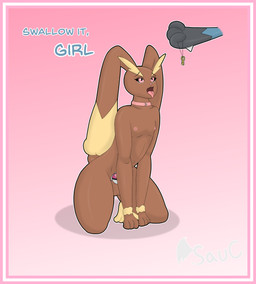 anthro balls big_ears black_sclera bodily_fluids border chastity_cage chastity_cage_only chastity_device chastity_device_only collar crying disembodied_hand duo gender_play genitals key key_disposal kneeling looking_up love_ball male misgendering nipples nude open_mouth permanent_chastity_device pink_border pokeball pokeball_chastity_cage questionable_consent submissive submissive_male tears tongue tongue_out wearing_chastity_cage wearing_chastity_device onesaucydragon lockball nintendo pokemon generation_4_pokemon lopunny lucario pokemon_(species) absurd_res hi_res