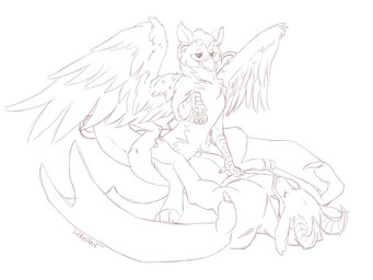 anthro anthro_on_feral anthro_penetrating anthro_penetrating_feral beak bestiality cowgirl_position duo feathered_wings feathers female female_on_top female_penetrated feral feral_penetrated from_front_position genitals horn interspecies lying male male/female male_on_bottom male_penetrating male_penetrating_female nude on_back on_bottom on_top penetration penile penile_penetration penis penis_in_vagina sex simple_background straddling tail vaginal vaginal_penetration vulva white_background wings conditional_dnp sefeiren mythology avian dragon gryphon mythological_avian mythological_creature mythological_scalie scalie 4:3 black_and_white monochrome sketch