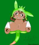 2017 anus butt chespin female feral generation_6_pokemon genitals heart_symbol hi_res looking_at_viewer mammal nintendo pokeartmaster95 pokemon pokemon_(species) pussy relaxing rodent simple_background smile solo