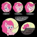 blue_eyes female fur hair open_mouth pink_body pink_fur pink_hair solo text wodahseht friendship_is_magic hasbro my_little_pony pinkie_pie_(mlp) earth_pony equid equine horse mammal pony 1:1 absurd_res alpha_channel english_text hi_res