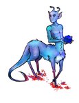 ambiguous_gender blade blue_body blue_fur escafil_device eyestalks fur mouthless simple_background solo tail tail_blade weapon_tail white_background murderjosi animorphs alien andalite taur 2015 artist_name digital_media_(artwork) shaded soft_shading