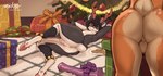 2021 aki_(zackary911) animal_genitalia animal_penis anthro anus backsack balls big_butt black_body blush brown_body butt christmas christmas_tree cloven_hooves conditional_dnp cookie countershading deer detailed_background dewclaw_hooves dildo duo equine_genitalia equine_penis eyewear food genitals gift girly glasses hi_res holidays hooves inside lying male male/male mammal new_world_deer nude on_side patreon_username penis perineum plant reindeer sex_toy signature smile solo_focus thick_thighs tree underhoof unguligrade zackary911