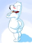 big_butt butt collar collar_only crossed_arms femboy feminine fur huge_butt male nude red_collar solo tail thick_thighs white_body white_fur junker_draws family_guy brian_griffin canid canine canis domestic_dog mammal hi_res