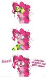 2020 absurd_res burn_marks burned comic dialogue english_text equid equine eyewear female feral fire fire_in_hair friendship_is_magic glasses grievousfan hair hasbro hi_res holidays horse mammal my_little_pony new_year new_year_glasses novelty_glasses pink_hair pinkie_pie_(mlp) pony simple_background solo text white_background