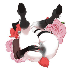 2_horns ankle_tuft anus bent_over black_anus black_arms black_clothing black_ear_ring black_handwear black_hoodie black_horn black_legs black_mascara black_topwear butt clothing colored_nails curved_horn darkened_anus darkened_arms darkened_genitalia darkened_legs darkened_vulva ear_piercing eyewear female fishnet_clothing fishnet_legwear floppy_ears flower freckles fur genitals glasses glistening glistening_anus goat_ears hair handwear hoodie hooves horizontal_pupils horn leg_tuft legs_up legwear looking_back lying nails piercing plant pupils red_ears red_hair red_nails red_tail rose_(flower) scut_tail sharp_nails short_hair short_tail simple_background solo spread_anus spread_butt spreading steamy_anus tail topwear tuft white_background white_body white_fur yellow_eyes wizardo seras_aeternus_(character) animal_humanoid bovid bovid_humanoid caprine caprine_humanoid goat_humanoid humanoid mammal mammal_humanoid 1:1 signature