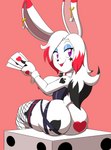 anthro big_breasts big_butt breasts butt club_tattoo d6 dice female heart_symbol heart_tattoo sitting solo spade_tattoo tattoo white_body tansau gemini_constele lagomorph leporid mammal rabbit absurd_res hi_res