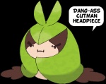 >:| alternate_color angry black_eyes brown_body brown_skin dialogue japanese male simple_background solo standing tan_body tan_skin text transparent_background unknown_artist game_grumps nintendo pokemon arin_hanson arthropod generation_5_pokemon insect pokemon_(species) swadloon alpha_channel crossover english_text