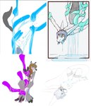 ambiguous_fluids anthro bdsm bondage bound cybernetics female glowing machine tentacles skushi 20_(skushi) canid canine canis cyborg fish mammal marine shark wolf absurd_res hi_res sketch_page