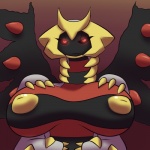 1:1 4_arms altered_forme_giratina anthro anthrofied big_breasts breasts claws deity digital_media_(artwork) female generation_4_pokemon giratina huge_breasts icon inverted_nipples latiar legendary_pokemon looking_at_viewer multi_arm multi_limb nintendo nipples pokemon pokemon_(species) pokemorph red_eyes simple_background solo wings