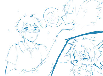 anthro blush bodily_fluids broken_heart crying duo eyewear female glasses male open_mouth simple_background tears white_background sollyz canid canine fox human mammal 2019 blue_and_white digital_drawing_(artwork) digital_media_(artwork) monochrome sketch
