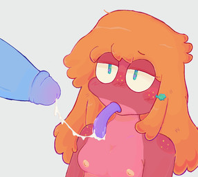 ahegao anthro blush breasts duo female genitals hair long_tongue looking_pleasured male male/female orange_hair penis small_breasts thick_penis tongue lettermanjacks amphibia_(series) disney leif_plantar amphibian frog