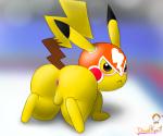 anus balls blush butt clothing cosplay_pikachu_(costume) costume genitals looking_at_viewer male solo davidkyatt nintendo pokemon pikachu_libre generation_1_pokemon pikachu pokemon_(species) 2019 6:5