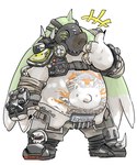 anthro belly claws cosplay gesture hand_gesture horn long_ears male mask navel outie_navel overweight overweight_male shirtless smile solo spikes tattoo thumbs_up hisashino bandai_namco blizzard_entertainment digimon overwatch roadhog_(overwatch) digimon_(species) gargomon 5:6