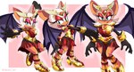 anthro armor armwear breastplate clothing elbow_gloves eyeshadow female footwear fur gloves handwear high_heels lipstick makeup membrane_(anatomy) membranous_wings multiple_poses open_mouth pose shoes simple_background smile solo white_body white_fur wings steve_jones sega sonic_the_hedgehog_(series) rouge_the_bat bat mammal hi_res signature sketch