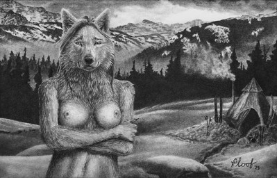 aloof_wild_floof anthro camping female outside skiing solo canid canine canis mammal wolf absurd_res hi_res